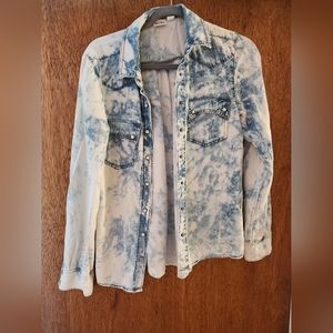 Mudd acid wash denim button up shirt